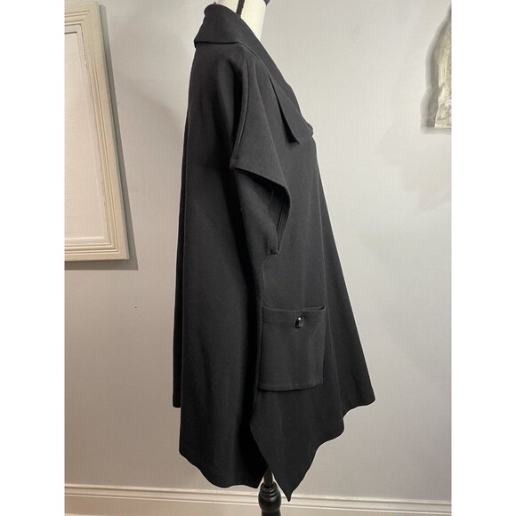 Comfy USA Black Stretch Poplin Funky Flated Button Shirt Tunic Size L - Picture 2 of 16